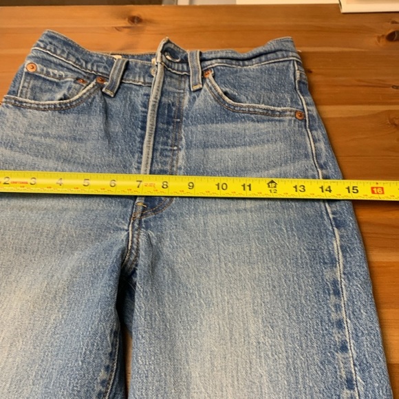 Levi’s Ribcage Straight High Rise Faded Blue Denim Jeans with Button Fly - Picture 11 of 17